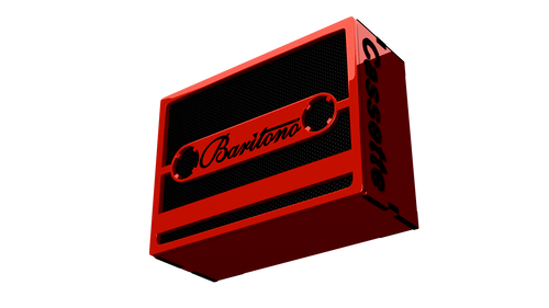 Baritono Cassette Bluetooth speaker in red and black with retro cassette tape design
