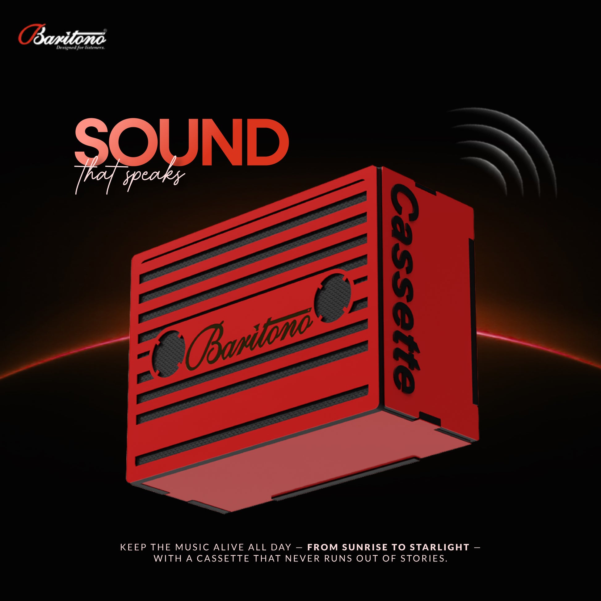 cassette Blood Red 5w Wireless Speaker
