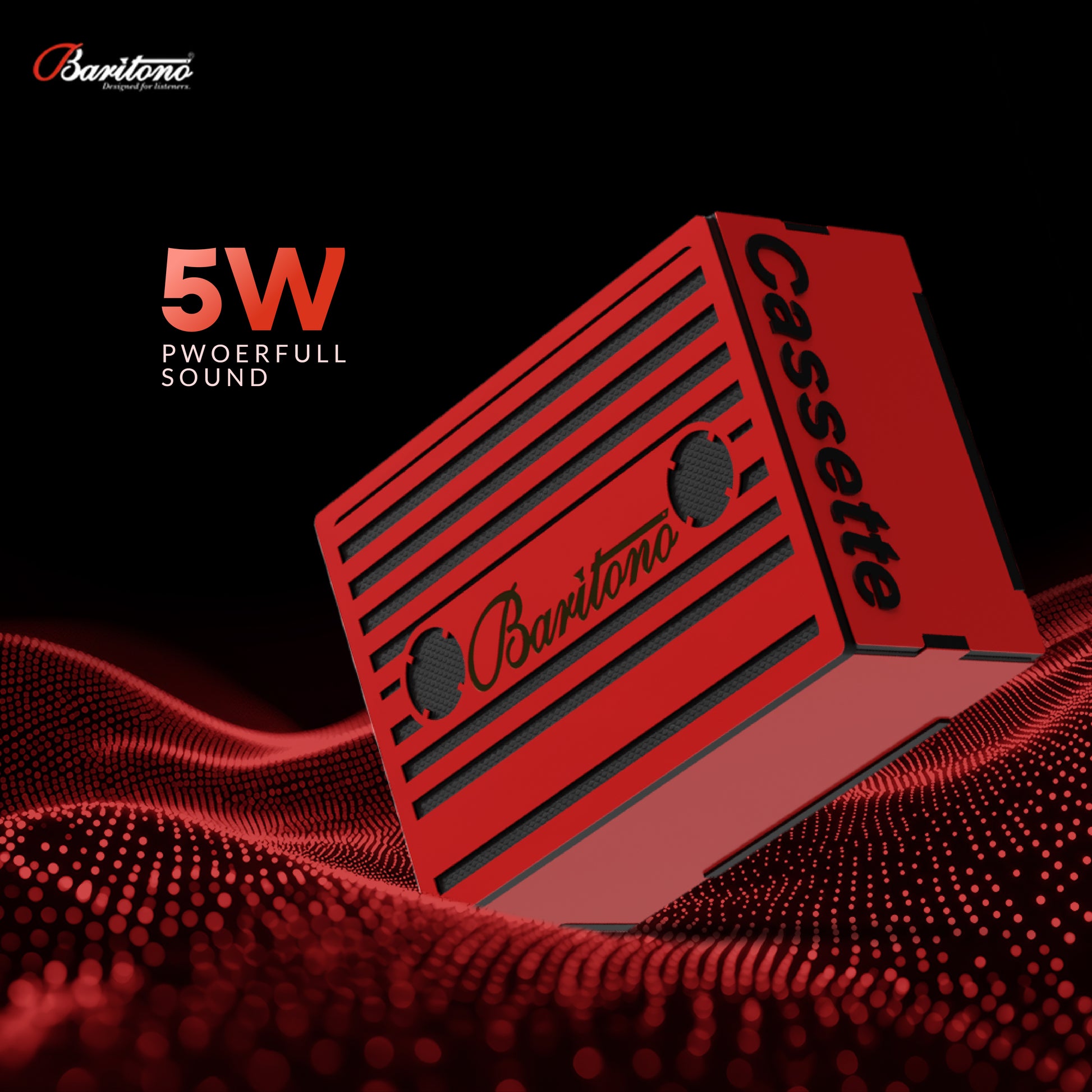 cassette Blood Red 5w Wireless Speaker