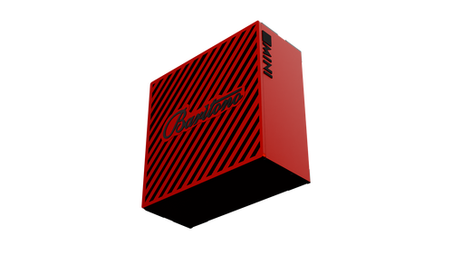 Baritono Edge Bluetooth speaker in red with diagonal grille design 